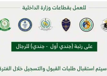 وزارة الداخلية تعلن عن وظائف عسكرية شاغرة في عدة قطاعات – التقديم متاح الآن! وزارة الداخلية تعلن عن وظائف عسكرية شاغرة في عدة قطاعات – التقديم متاح الآن!